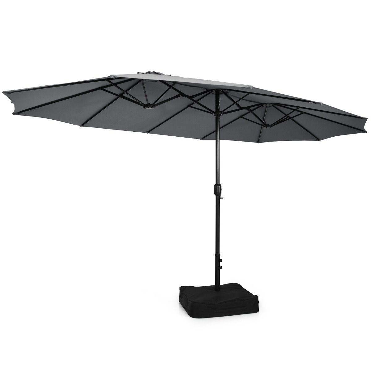 Coast Doppel-Sonnenschirm mit Ständer – besonders große Schattenfläche – stabiler Metallfuß – grau 451,5 x 264 cm