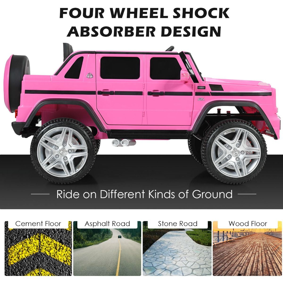 Coast Elektrisches Kinderauto - Mercedes Benz - bis zu 8 Jahren - Max. 30 kg - Rosa