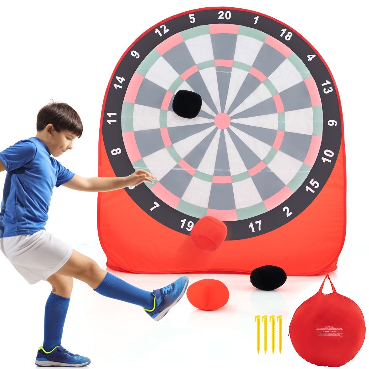 Coast Großes Ballwurfspiel – Zusammenklappbar – Inklusive 4 Klebe-Bälle und Tragetasche – Schwarz und Blau – 145 x 132 x 162 cm