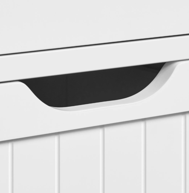 Yaheetech Badezimmerschrank – Weiß – 63 x 30 x 165,5 cm – Glastüren, 4 Schubladen, verstellbare Einlegeböden