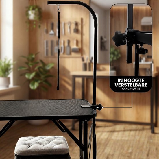 Animali Trim Table - Hundepflegetisch - Hundepflegetisch - Zusammenklappbar - Inklusive Leinenoption - Schwarz