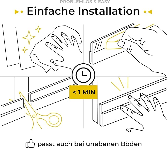 five dots Zugluftstopper für Türen aus Silikon (selbstklebend) - hält Wärme im Raum und stoppt Zugluft unter der Tür - Zugluftstopper für Türen als Kälteschutz