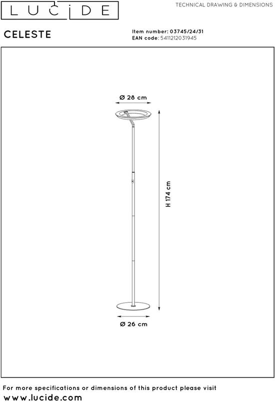 Lucide CELESTE – Stehlampe – Ø 28 cm – dimmbare LED – 1x21 W, 2700 K – Weiß
