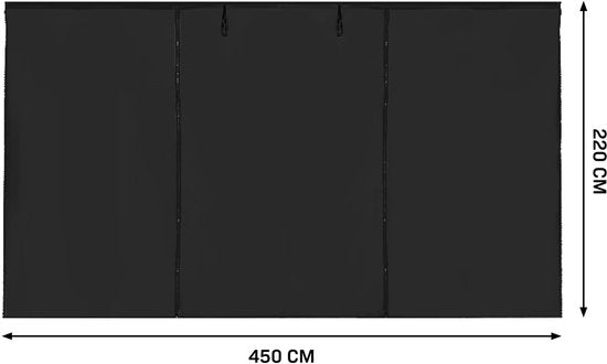 VONROC Seitenwand-Set – 3 x 4,5 m – Für Premium-Partyzelt PT502XX – Wasserdicht – UV-Schutz 50+ – Schwarz