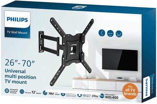 PHILIPS TV-Wandhalterung SQM9232-10 – Fernseher von 26 bis 70 – max. 35 kg – LED, LCD, QLED, OLED, Curved und