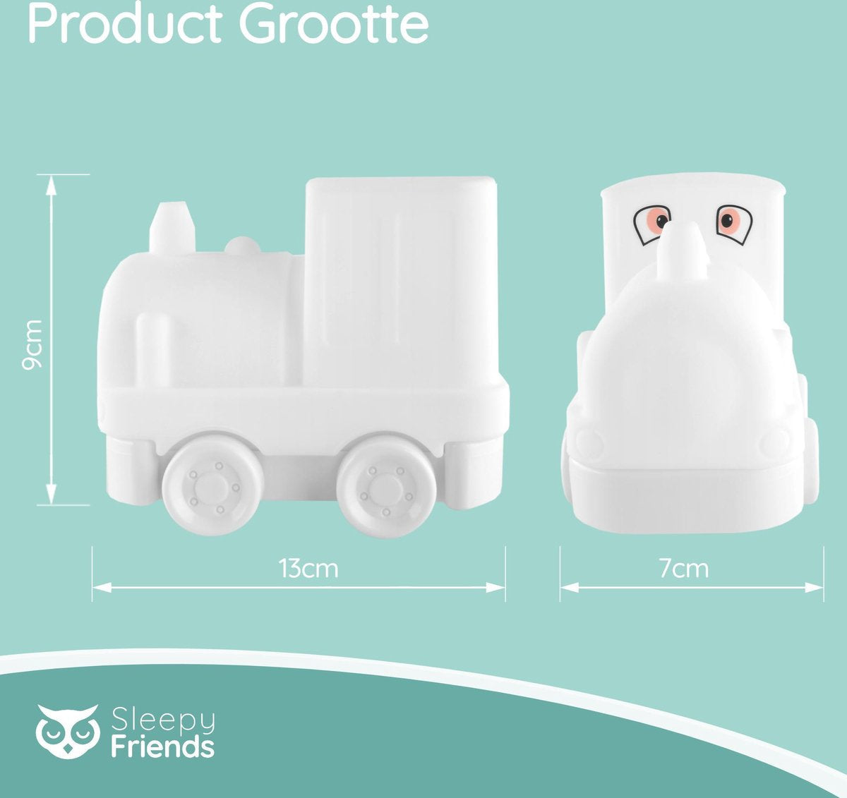 Sleepy Friends Train Nachtlicht Kinderzimmer - Dimmbares LED-Nachtlicht 8 Farben - 95.2 x 97.4 x 100 mm - Grau - Inklusive Fernbedienung