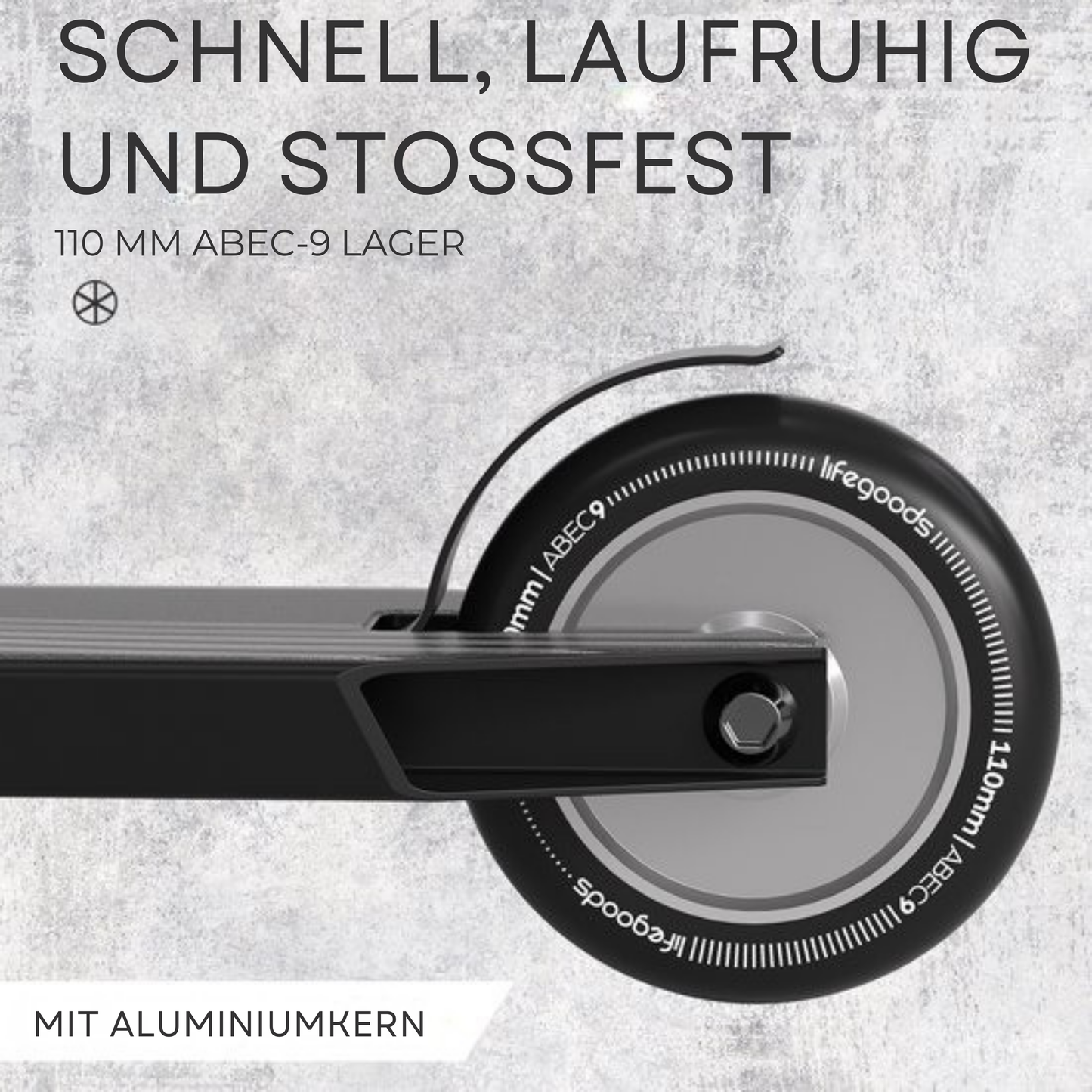 LifeGoods Stuntstep Pro X - T-Bar - HIC - Jungen/Mädchen - 110mm - 100KG - Schwarz