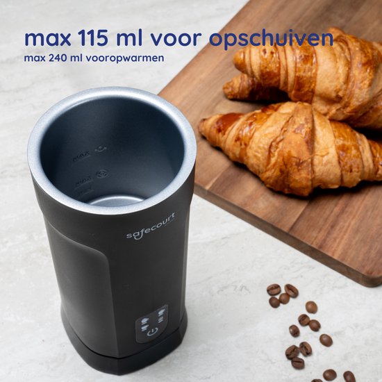 Safecourt Kitchen Elektro-Milchaufschäumer MF600 - 4 in 1 - 500W - Schwarz