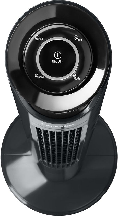 tectake® Großer Ventilator mit Fernbedienung – 110 cm – Schwenkbarer Ventilator mit 3 Geschwindigkeitsstufen – Turmventilator – Leiser Standventilator mit verschiedenen Windmodi + Timer – Luftkühler – Schwarz