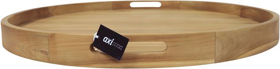 AXI Dewi Teak-Tablett Ø 60 cm – Rundes Tablett – Teakholz – Für Gläser und Tischdekoration – Für drinnen und draußen