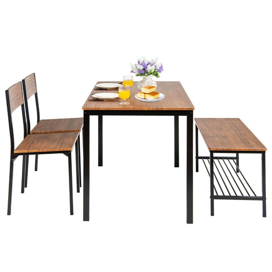 Coast 4-teiliges industrielles Küchentisch und Stuhl Set Braun 110x70x76 cm Tisch + 2 Stühle + Bank