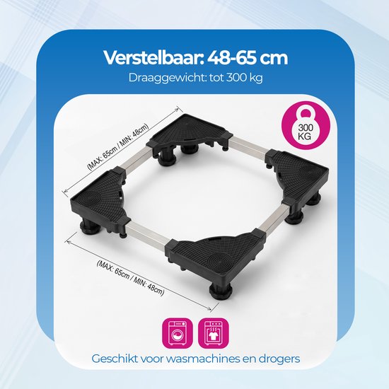 Roegaarden Waschmaschinen-Erhöhung – vibrationsdämpfend – verstellbar – 8 Beine für Stabilität – einfach zu montieren