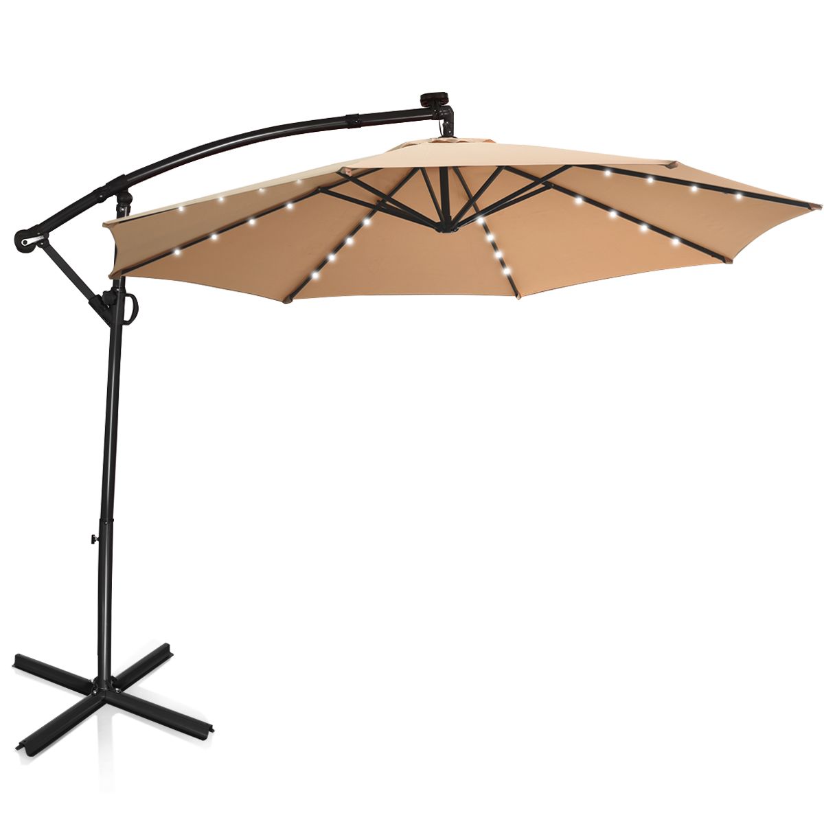 Coast freihängender Sonnenschirm mit Solarbetrieb – Fernbedienung – LED-Beleuchtung – beige – 300 cm