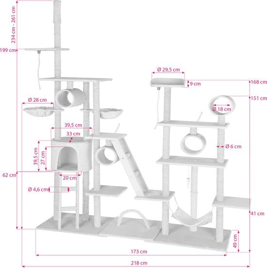 tectake - Kratzbaum Snooky 261cm schwarz - 403918 - Katzenkratzbaum - Katzenstange