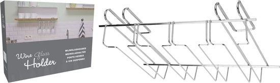 Weinregal für 12 Gläser - 34x25x9cm - Silbernes Metall - 12 Weingläser