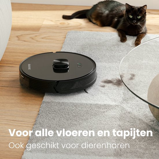 Auronic Staubsaugerroboter - mit Wischfunktion - WiFi und App - Ladestation - Haustiere - Wischroboter - Lasernavigation - Schwarz