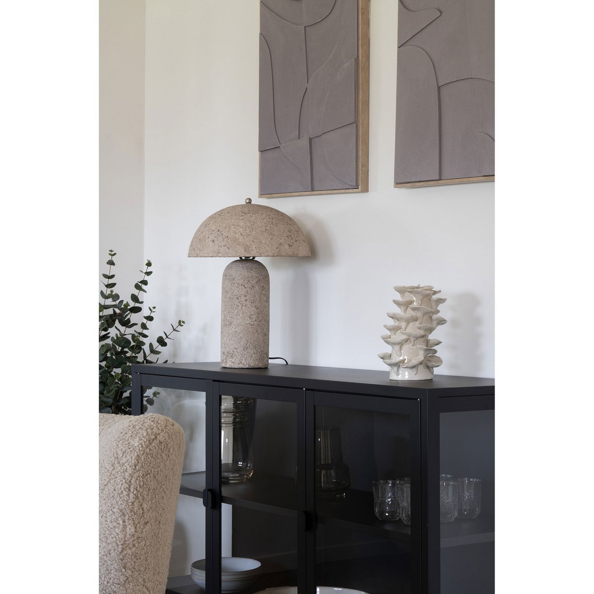 Haus Nordic Madeline Wanddekoration Leinwandrelief - 50x70x3 cm - Weiß