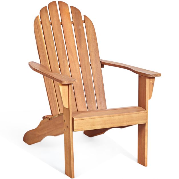 Coast Outdoor Holz Adirondack Stuhl 69x88x103 cm - Natur Akazienholz - Gartenstuhl für Terrasse, Balkon und Garten