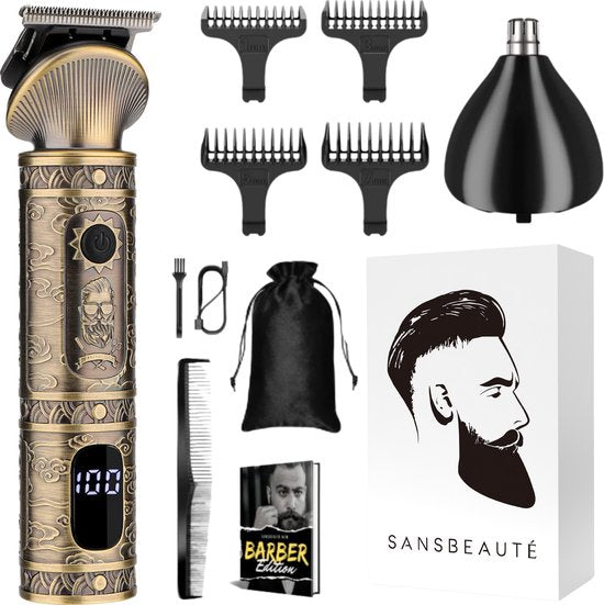2-in-1 Bartschneider Herren - Trimmer für Bart und Körper - Inkl. 2 Aufsätze - Sansbeauté® - Body Groomer Herren - Body Trimmer Herren - Haartrimmer - Clippers - 0.5-15MM - Nase und Ohren - Trimmer - Bartmaschine