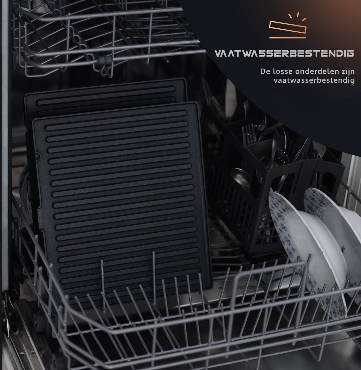 JAP Integrill - Intelligenter Kontaktgrill - Spülmaschinenfest - 180Â¬âˆ« schwenkbar - Mit abnehmbaren Platten - Toastvorrichtung