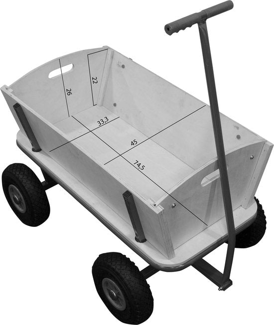 Sunny Billy Beach Wagon Trolley Rot - Klares Holz - Trolley mit Luftreifen - 94x61x97cm