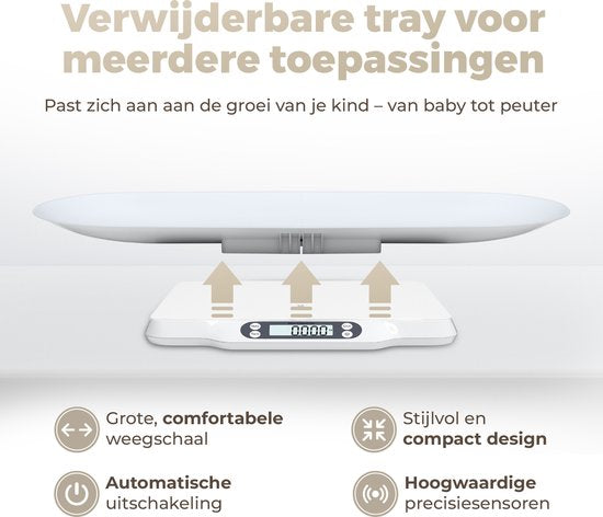 Gatson Babywaage - Mit App - Bis zu 30kg - Inklusive Maßband - Tierwaage - Babywaage - Babyshower