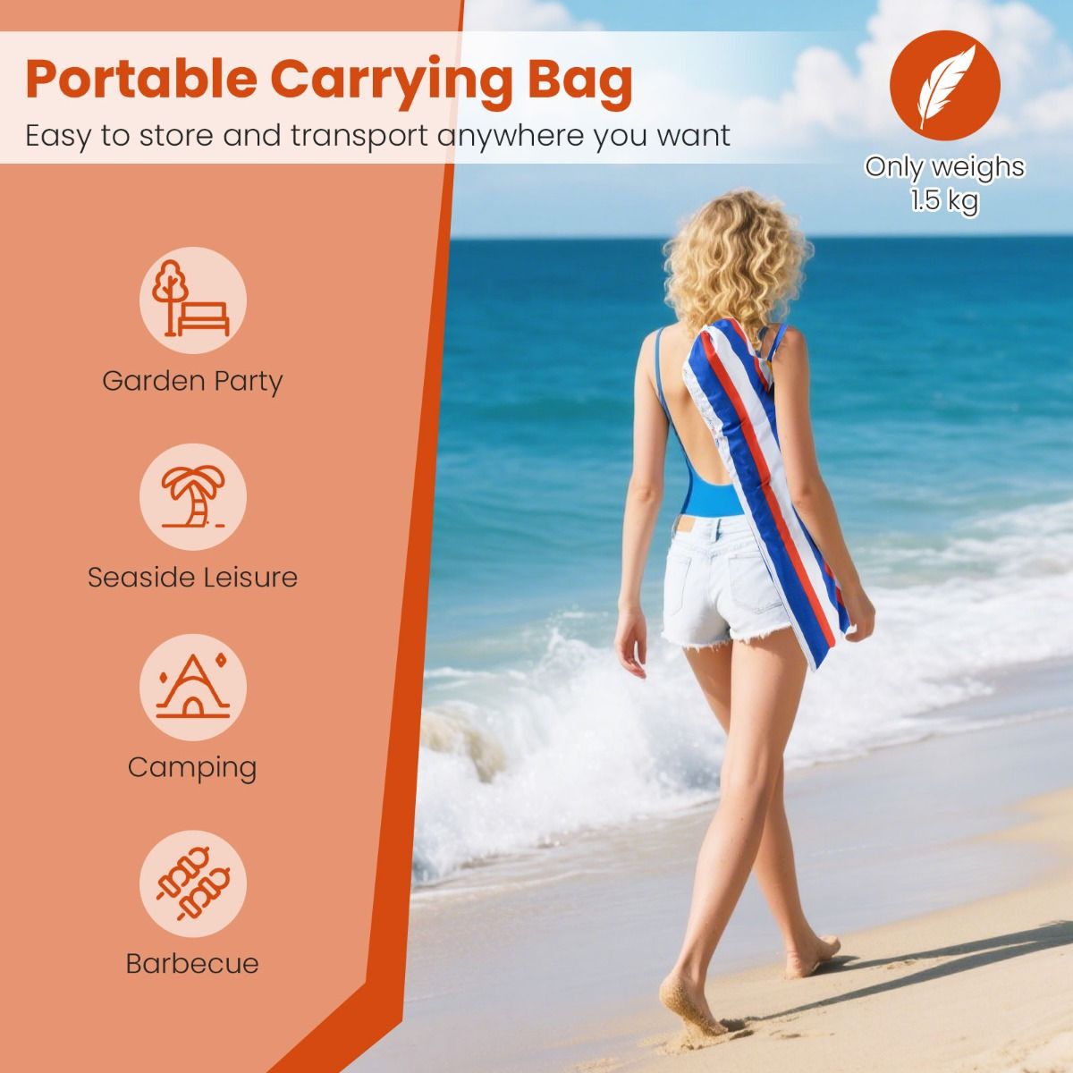 Coast 200 cm tragbarer Sonnenschirm für den Strand Multicolour mit Kippmechanismus und Sandanker für den Außenbereich