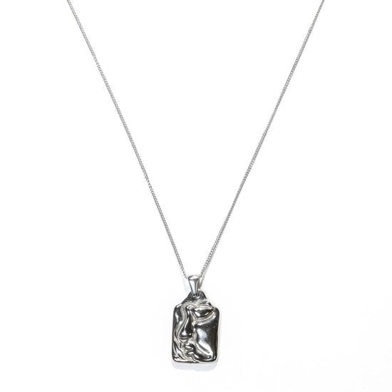 Laura Ferini Damen Halskette Faccina Silber - Silber Halskette mit Anhänger - 18K Weißgold vergoldet - Halskette - Halskette - Schmuck - Accessoires - Damen Halskette mit Anhänger