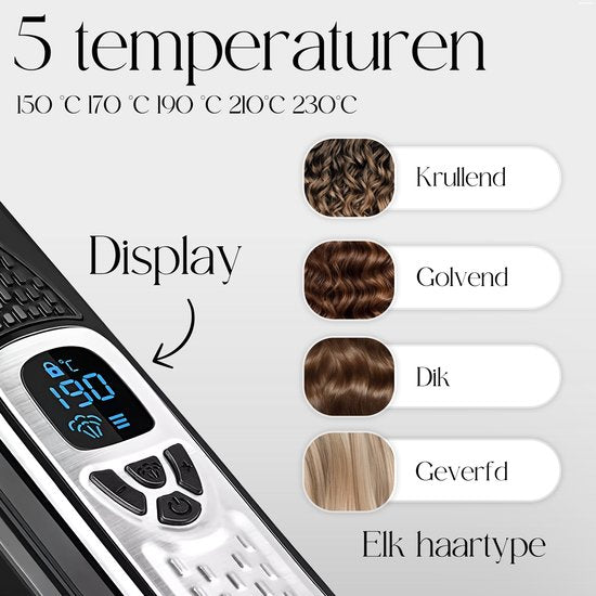 Sansbeauté® Dampfglätter - Dampfglätter - Breite Platten - Professionelles Glätteisen - Dampfglätter - Schwarz