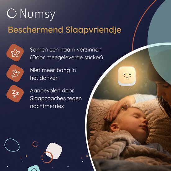 Numsy - Automatisches Nachtlicht für Kinder mit Lichtsensor -14,8x 7,80x 4,3 cm