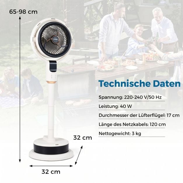 Coast Vernebelungsventilator mit Fernbedienung – 65–98 cm – 1,7 l – Weiß