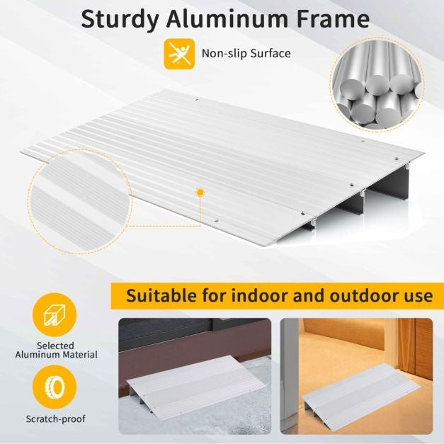 Schwellenrampe 8,5 cm Höhenverstellbarer, stabiler Aluminiumrahmen Rutschfeste Oberfläche 317 kg Tragkraft