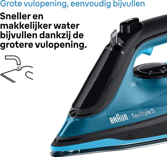 Braun TexStyle 5 SI5256BL – Dampfbügeleisen – Gleitet mühelos rückwärts – Selbstreinigend – Blau