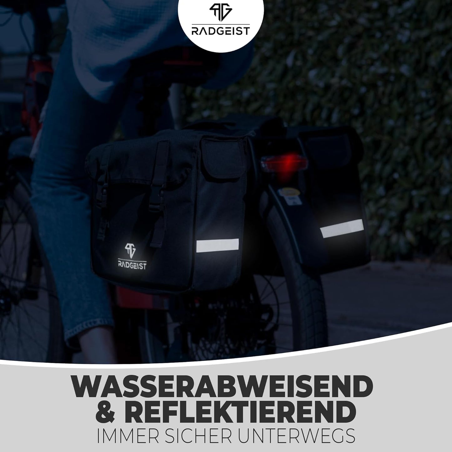 RADGEIST doppelte Fahrradtasche für Gepäckträger I doppelte Fahrradtasche für Fahrrad 30L