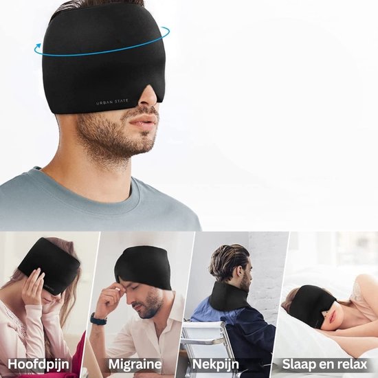 Migräne-Mütze - Anti-Migräne-Maske - Kopfschmerz-Maske - 600 Gramm Heiß/Kalt-Packung