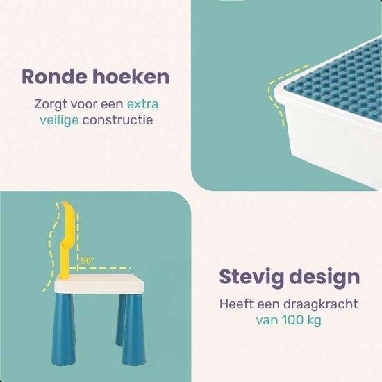 Qwali Kinderspieltisch mit Stühlen - Geeignet für Duplo, Wasser und Sand - Aktivitäten - Set - Zeichentisch - Für Jungen und Mädchen - Für Kleinkinder - Spieltisch - Schreibtisch - Kinder - Tisch - Möbel