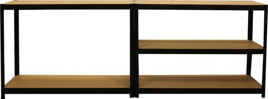 Erro Lagerregal XL - 120 cm breit - 875 kg Tragfähigkeit - Montage ohne Schrauben -Schwarz