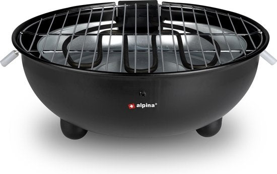 alpina Electric BBQ - Tischgrill - No Smoke - Indoor Grillen - 1250W - Ã˜ 30 Cm - Schwarz