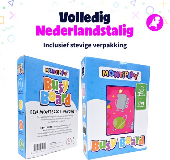 MontiPlay® Montessori-Spielzeug – Sensorisches Spielzeug – Busy Board – Montessori-Aktivitätsbuch – Lernspielzeug – Reisespielzeug – Aktivitätsbrett – Sensomotorisches Spielzeug – Spielzeug für das Auto
