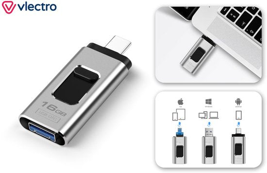 Vlectro – 4-in-1-USB-Stick für Smartphone, Tablet und Laptop – 64 GB