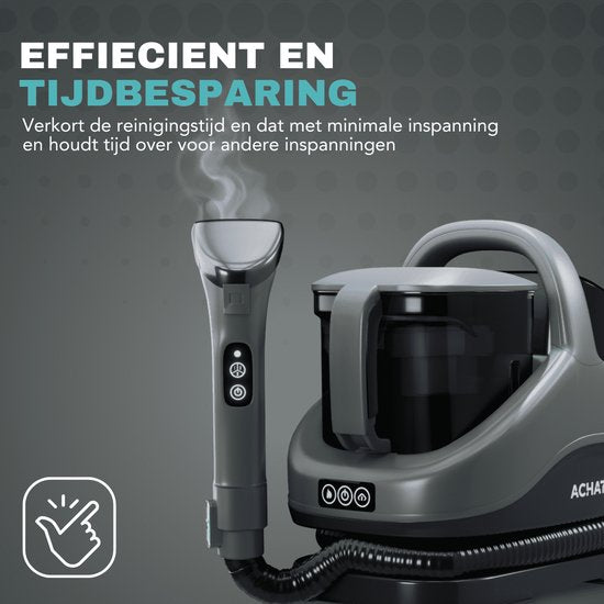 Achaté 5-in-1 Fleckenreiniger Pro - Dampf- und Heißwasserfunktion - 1300 W - 45,5 x 38,8 x 33 cm - Grau