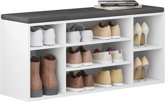 WOLTU Schuhbank Weiß – 7 Fächer – 103,5 x 48 x 30 cm