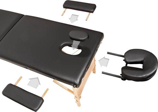 Mobile Massageliege - Abdeckung 5cm - 2 Zonen + Tragetasche schwarz