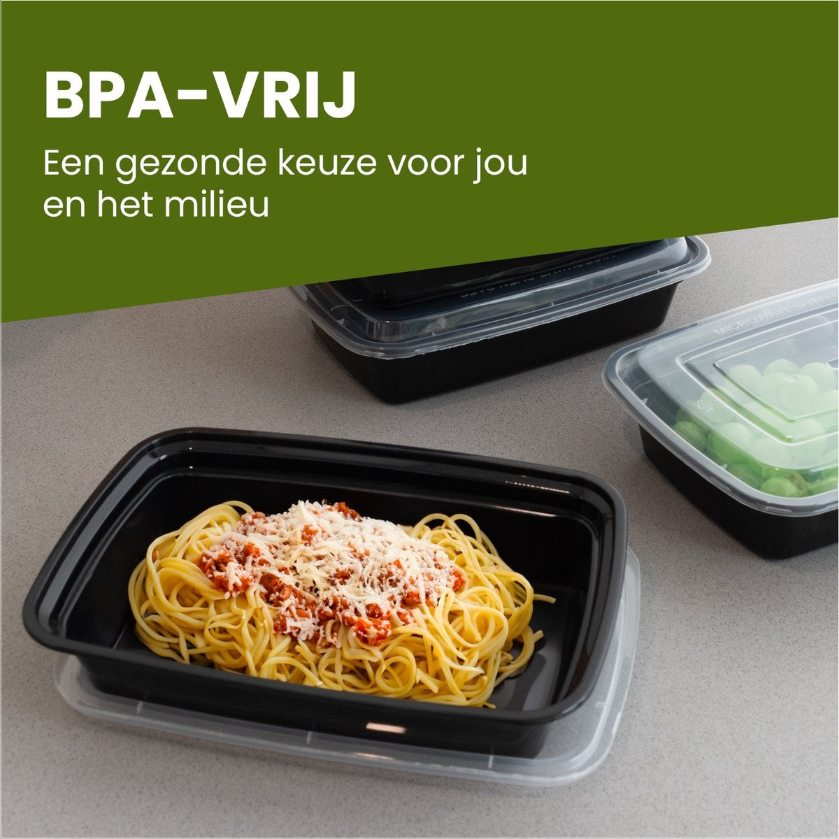 Nimma Meal Prep Trays - 30 Stück - 1 Fach Frischhalteschalen - Kunststoffschalen mit Deckel - 1L - Schwarz
