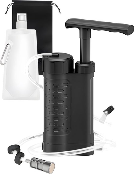 Nuvance Wasserfilter mit Pumpe - Wasserreiniger - Filtert 3000L - BPA frei - Wasserfilter Survival - Leichtgewicht