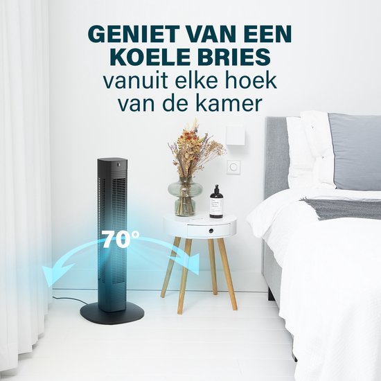 Intelligenter Turmventilator 80 cm – App & Fernbedienung – Timer-Funktion – Energiesparend – Princess 358230 – Schwarz