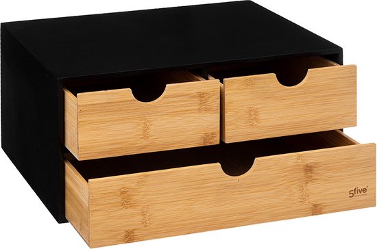 5Five Schreibtisch-Organizer mit Schubladenblock – 3 Schubladen – 25 x 31 x 24 cm – Holz