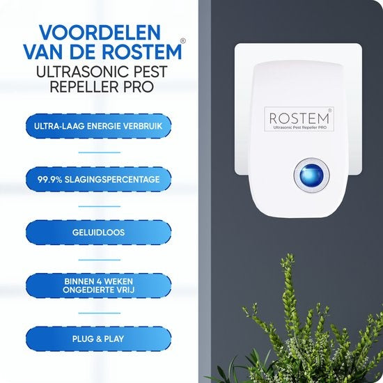 Rostem 4-Pack Ultraschall-Schädlingsvertreiber für Innenräume - Mäusebekämpfung - Insektenbekämpfung - Weiß