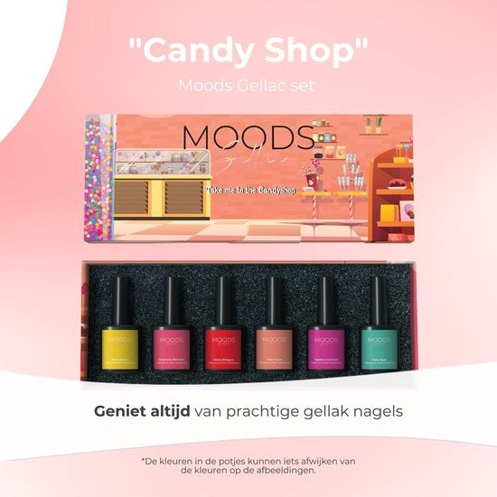 Moods Gellac 6-teiliges Set - Gel-Nagellack - 8ML - Take me to the Candyshop Edition - Gellac - Nägel - Gel Polish Starter Pack - Sommerfarben