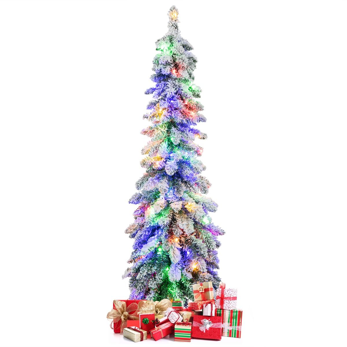 Coast 120 cm beflockter künstlicher Weihnachtsbaum - grün/weiß mit 225 Zweigspitzen und 100 LED-Lichtern